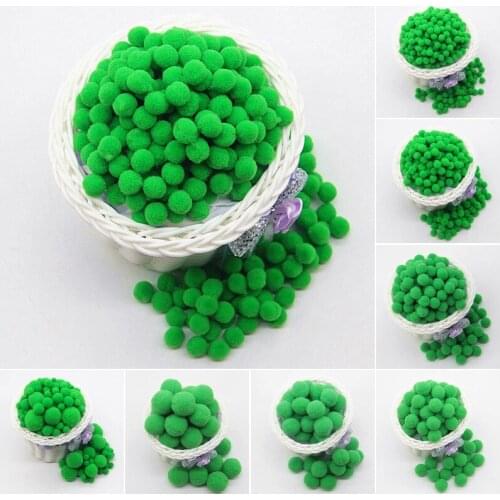 Green Pompom 8mm 10mm 15mm 20mm 30mm Pom Poms Ponpon Crafts Supplies DIY for Kids Toy Garment Sewing Home Wedding Decorations