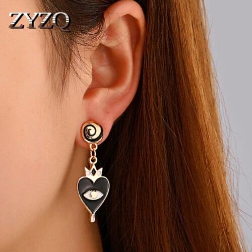 ZYZQ Vintage Black Demon Eye Earrings For Women Fashion Heart Drop Earrings Creative Exaggerated Halloween Gift Jewelry