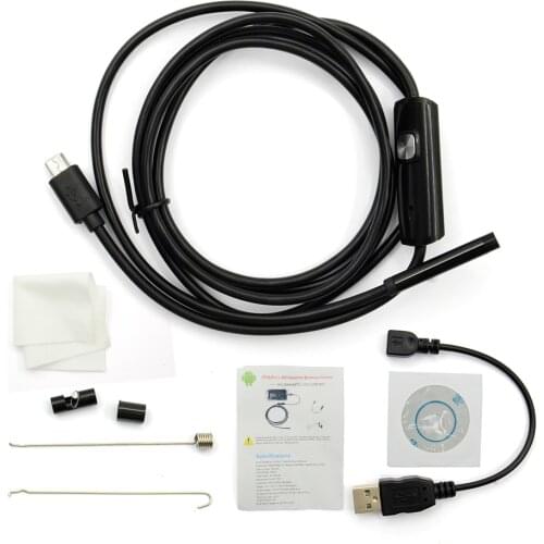 7mm 1M 2 IN 1 USB Endoscope 720P HD Android Borescope USB Endoscopio Inspection Micro Camera for Android PC