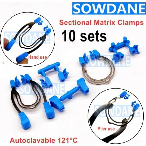 10 Sets Dental Matrice Clamp Sectional Contoured Matrix Clip Forming Sheet Clip Dentist Wedge Material Ring Distractor