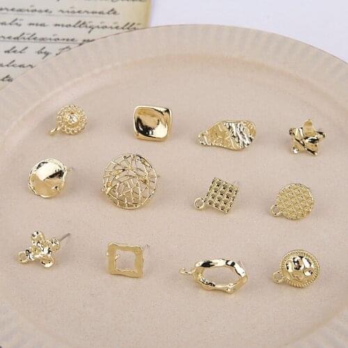 10pcs DIY Round Stud Earrings Setting Love Heart Hollow Earring Connectors Earrings Back for Jewelry Making Accessories