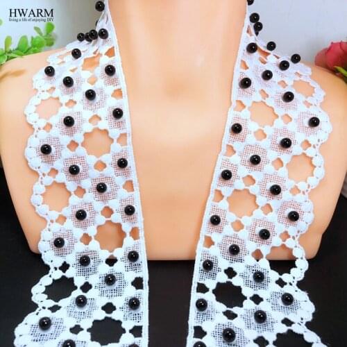 10yard 6cm Black Beads African 3D Lace Fabric Ribbon DIY Sewing Trim Wedding Decoration Christmas Curtain Hat Pillow Clothing