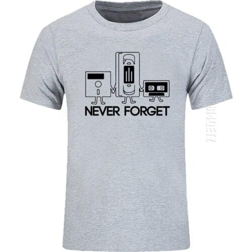 100% Cotton O Neck T Shirt Men Never Forget Floppy Disc VHS Cassette Tech Geek Print TShirt Male Undershirts Oversized T-shirts