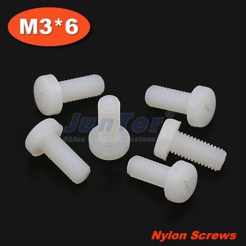 1000pcs/lot DIN7985 M3*6 Nylon Phillips Pan Head (Cross recessed pan head) Machine Screws