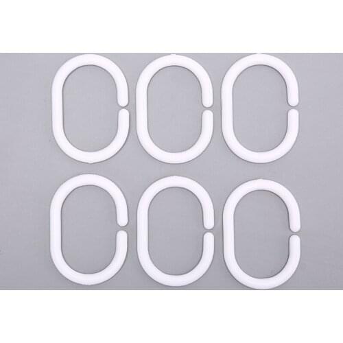 12PCS/lot White Transparent Plastic C Shape Bath Drape Shower Ring Loop Bendable Bathroom Curtain Hooks Wholesale