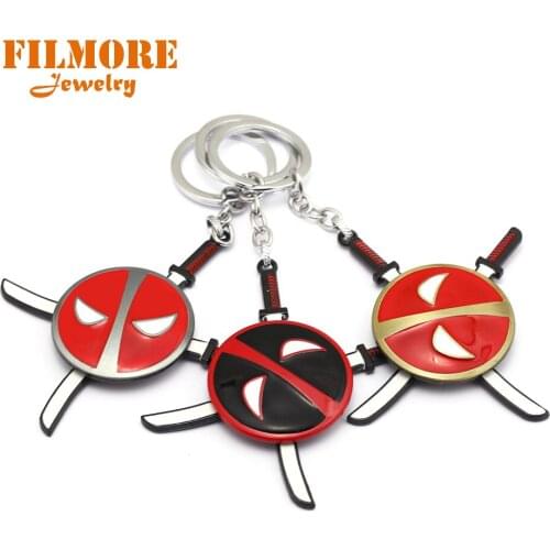 2 Colors Superhero Deadpool 2 Mask Keychain Fashion Superhero Jewelry For Fans Women Anime Keychain Holder Wholesale & Retail