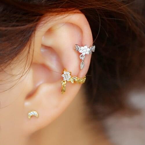 2021 Delicate pave sparking classic ear cuff earrings design CZ flower leaf leaves no pierced ear clip women party gifts jewelry