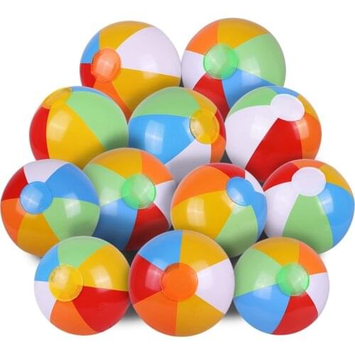 25cm Inflatable Beach Ball PVC Water Balloons Rainbow-Color Balls Summer Outdoor Beach Swimming Toys