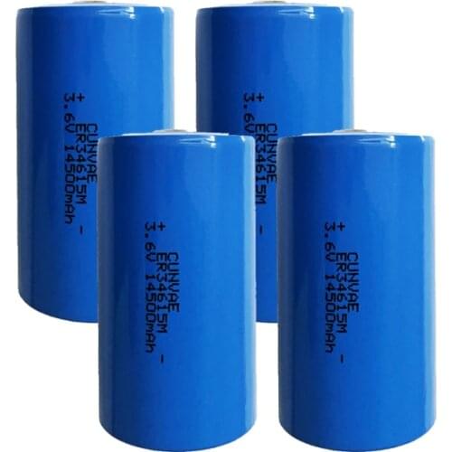 4PCS ER34615M 34615 type D intelligent water meter instrument electric flow meter PLC 3.6 V lithium battery ER34615 14500mAh