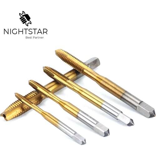 5Pcs Straight groove Thread Tap High Speed Steel Hand Tap Drill Bit Titanium Coated Metric Screw Tap M3 M4 M5 M6 M8