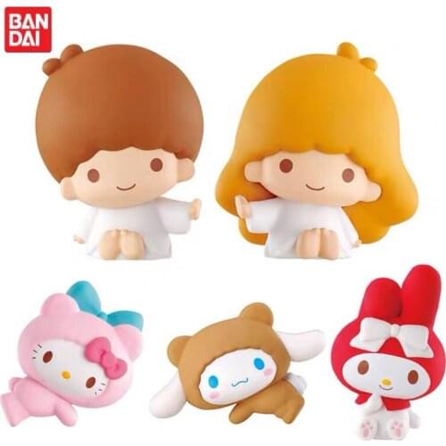 5cm 5pcs BANDAI Sanrio HelloKt Mymelody LittleTwinStars Cinnamoroll Embrace The Decoration On The Data Line
