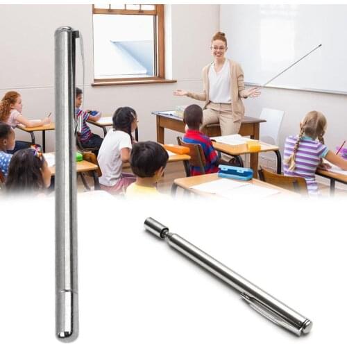 6-section Pointer Pen Gel Pen, Steel Telescopic Pointer Pen, Pointer Pen Simulation Silver Color Stationery Supplies