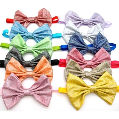 60 Pcs Pet Supplies Handmade Leather Large Bowknot Dog Bow Ties Dog Accessories For Middle Large Dog Pet Dog Bowties