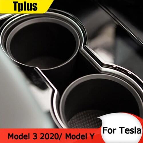 Tplus Two Central Console Water Cup Storage Adapters For Tesla Model 3 2020 Car Storage Box Model Y Styling Accessories