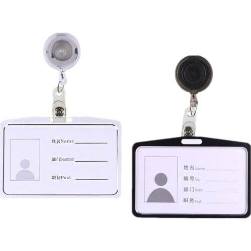 Aluminum Alloy ID Badge Card Holder with Plastic Badge Reel for Factory Company Staff Hospital Medical Workers Work Card Holder