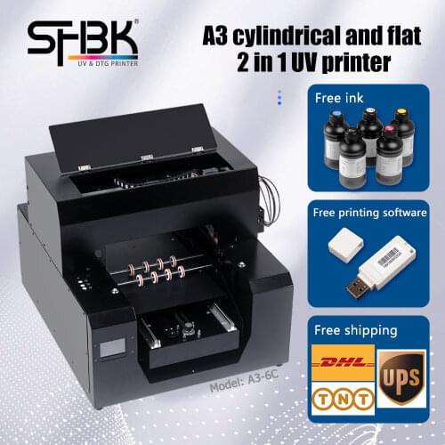 SHBK. Multifunct UV Printers Cylinder Bottle Printer A3 Flatbed Printing Machine For Phone Case Photo Colour Machin For Printing