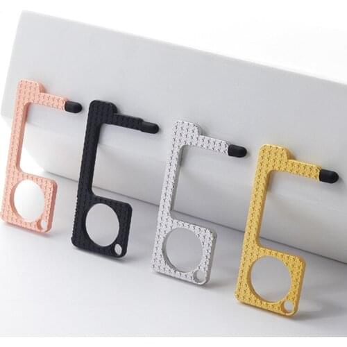Contactless EDC Door Opener Alloy Handle Opener Safety Contactless Keychain Phone Touch Screen Opener Portable Use By Elevator