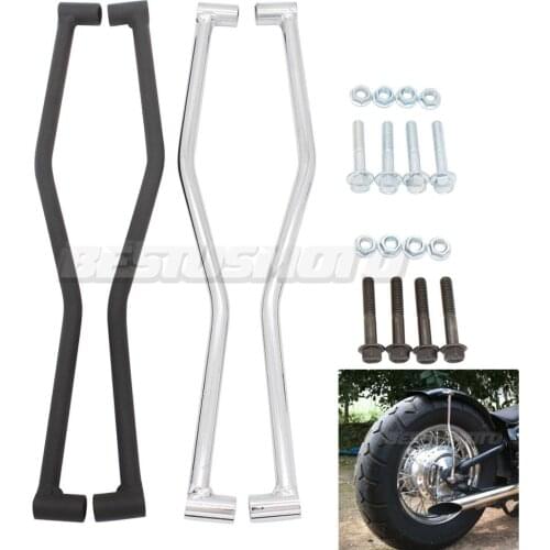 Motorcycle Black Chrome Rear Fender Rail Support Bracket Mount Holder For Harley Cruiser Cafe Bobber XL
