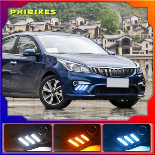 For KIA Rio K2 2016-2017 1 Pair 3-Color Car Daytime Running Light Turn Signal Light DRL LED Fog Lamp Cover