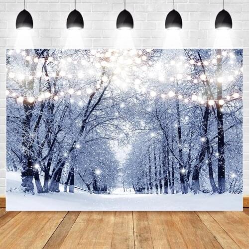 Snow Scene Photo Backdrop for Photo Studio Winter White Snow Forest Backdrop Christmas Background Children Portrait Photobooth
