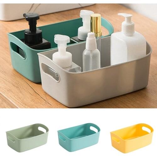 3 Size Flexible Home Storage Basket with Handles Portable Desktop Sundries Snack Organizer Bins for Shelves Thick PP Material