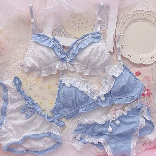 Women Intimate School Kawaii Bra and Panty Set Lolita cotton Bras sexy lingerie conjunto lenceria mujer student cute underwear