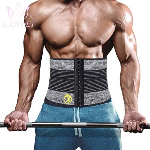 LANFEI Weight Loss Waist Trainer Trimmer Belt for Men Sweat Body Shaper Compression Strap Hot Neoprene Sauna Slimming Corset Top