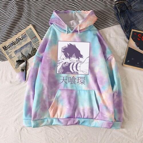 Hot Anime My Hero Academia Hoodies Pullover Amajiki Tamaki Printing Streetswear Tie Dye Sweatshirt Unisex Top