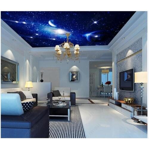 Custom zenith mural 3d ceiling murals wallpaper for walls 3 d universe space starry sky ceiling mural for living room decor