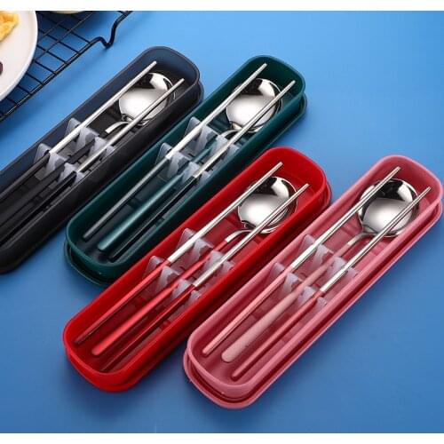 304 stainless steel spoon chopsticks set portable spoon chopsticks two sets Korean student tableware set gift cutlery set