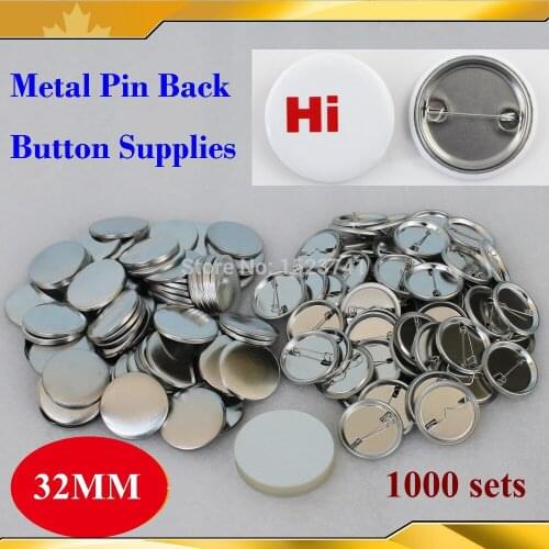 NEW 1,000 Sets 1-1/4" 32mm Pro All Steel Badge Button Maker Pin Back Metal Pinback Button Supply Materials