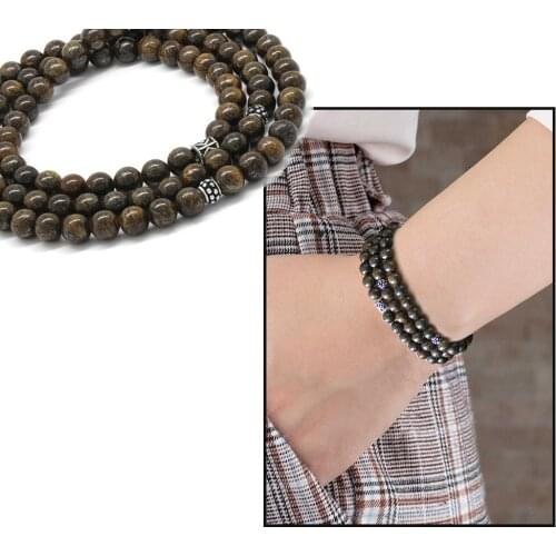 Tesbihane Both Bracelet-Both Necklace-Both Rosary 99lu Bronzite Natural Stone Accessories