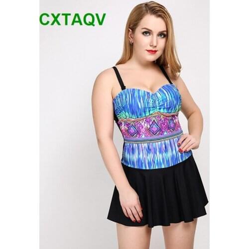 Close-fitting Swimdress Cover the belly Push Ups Elastic Plus Size 4XL, 5XL Hot Spring Slim Swimwear Wire Free with Chest Pad