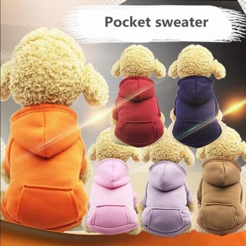 Autumn and winter warm pocket sweater dog hoodies two feet clothes sports pet clothes dog coat for winter XS-XXL pet supplies