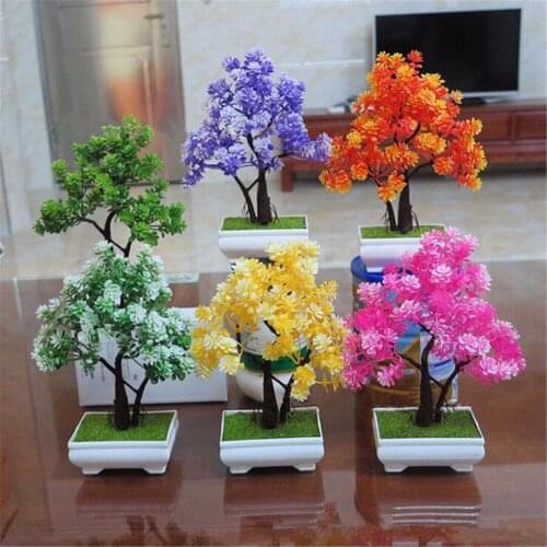 Plastic Artificial Tree Potted Plant Bonsai Garden Home Office Ornament Decor