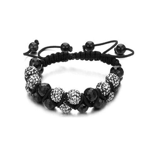 Dg3s double rows Disco Ball Beads with black Bracelet fasion Gift jewelry Discount crystal crystal