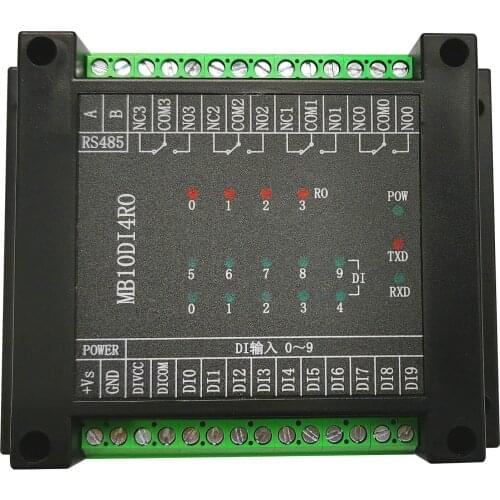 RS485 MODBUS-RTU Communication of Switch Input and Output 10-channel Input-4-channel Relay Output Module