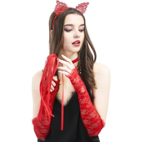 Sexy Elegant Women Dress Accessories Long Lace Gloves Section Fun Temptation Nightclub Lace Gloves Adult Games Sex Toys Sexy Set