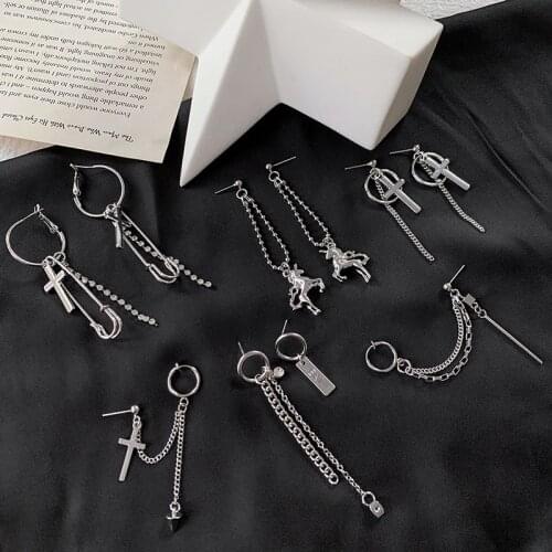 Shamir Hip Hop Disco Dancing Earrings Contracted Punk Ear Bones Chain Unicorns Long Tassels Eardrop Cross Couples Stud Earrings