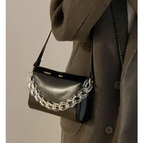 Luxury Chain Women Handbag Solid color Square Tote bag High quality PU Leather Womens Designer Handbag Vintage Shoulder Bag