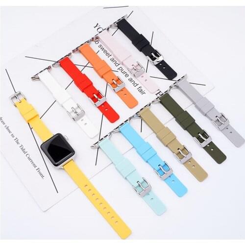 Slim Silicone Strap for Apple Watch 44mm 40mm 42mm 38mm Soft Sport Rubber Wrist Band Bracelet for iWatch Series 6 SE 5 4 3 2 1