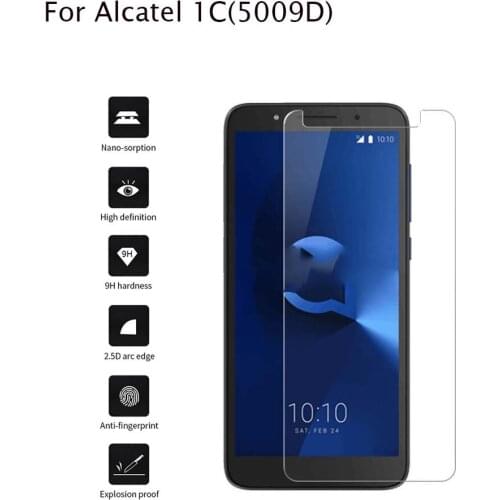 2PCS Tempered Glass For Alcatel 1C 9H 2.5D Premium Screen Protector Film On for Alcatel 1C 5009 5009D 5009A 1 C 5.34" inch