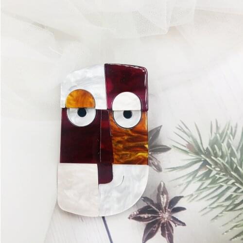 ZiccoWong Fashion Asymmetric Human Face Brooch Badge Acrylic Irregular Funny Broche Pins For Women Unisex 2021 Trendy Jewelry