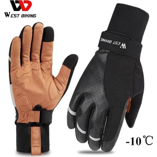 WEST BIKING 2020 Winter Sport Gloves Thicken Lengthen Warm Cycling Equipment Men Women Outdoor Skiing MTB Bike Motorcycle Gloves
