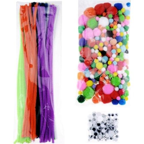 1 Set Creativity Plush Stick / Pompoms Rainbow Colors Shilly-Stick DIY Handmade Accessories Craft Creativity