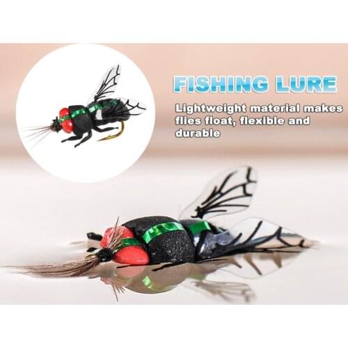 2Pcs Fishing Lures Artificial Bee Bait Fiber Bionic Bee Fly Fishing Floating Lure Trout Fly Fishing Flies for fishing carnada