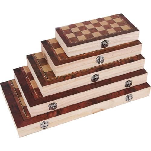 3 In 1 Folding Wooden Chess Set Board Game Portable Backgammon Checkers Game Travel Indoor Wooden Chess Piece Chessboard