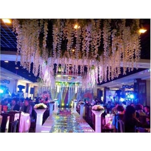 40 "(110CM) 1 pcs Simulation Home Decor Flower Artificial silk wisteria vine High Quality Environmentally Douhua 60pcs Free ship