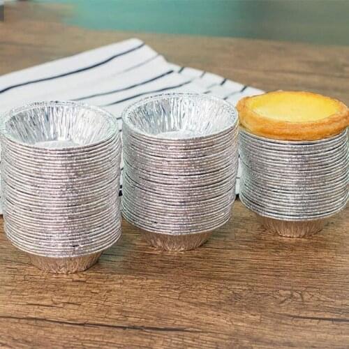 50pcs Baking Mold Cookie Muffin Egg Tart Fresh Disposable Good Tin Foil Cake Cup Round Aluminum Foil Portuguese Egg Tart Base