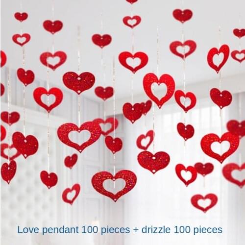 70 Pcs/100Pcs Laser Rain Silk Heart-shaped Sequin Balloon Pendant DIY Wedding Background Decoration Birthday Party Venue Layout